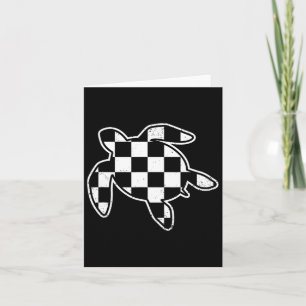 Chequered Sea Turtle Earth Day Race Car Retro Game Card