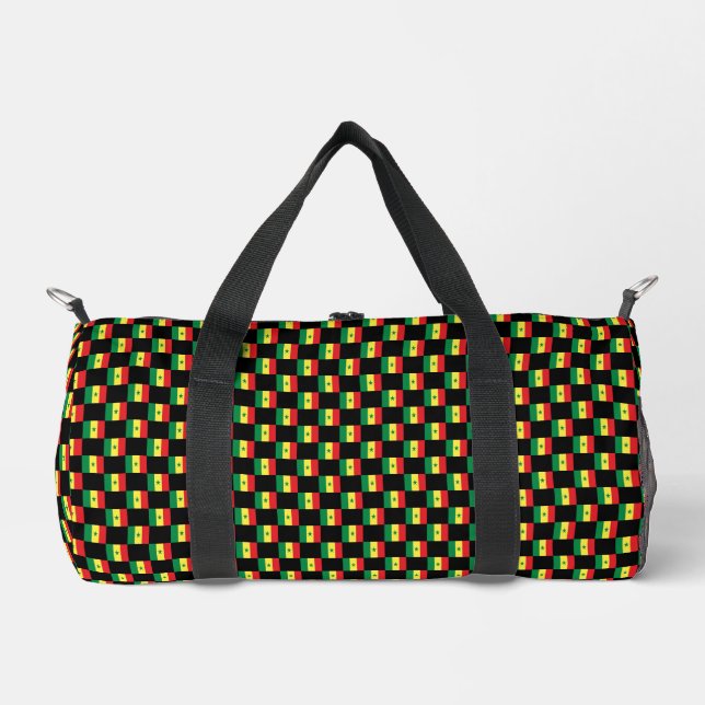 Chequered Senegal Flag Pattern  Duffle Bag (Front)