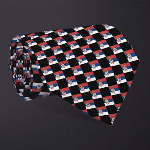 Chequered Serbia Flag Pattern Tie