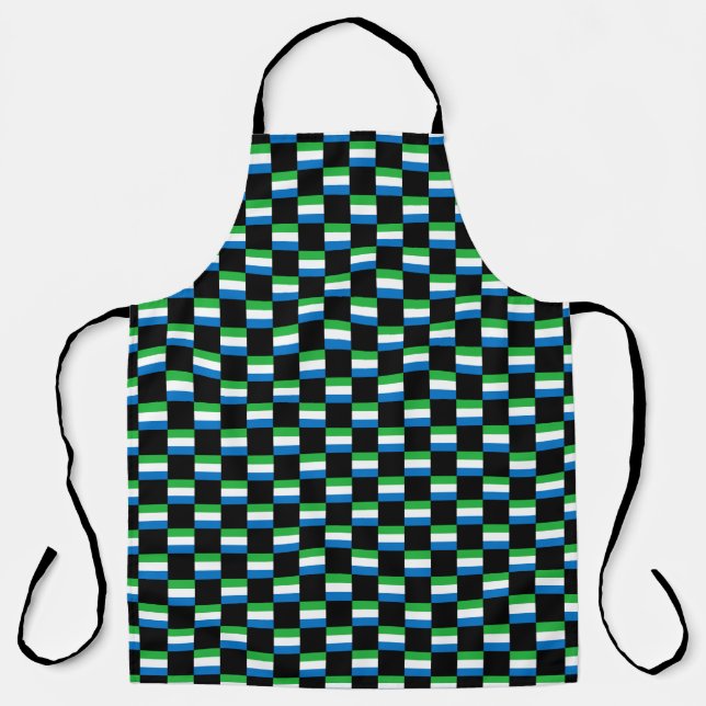 Chequered Sierra Leone Flag Pattern  Apron (Front)