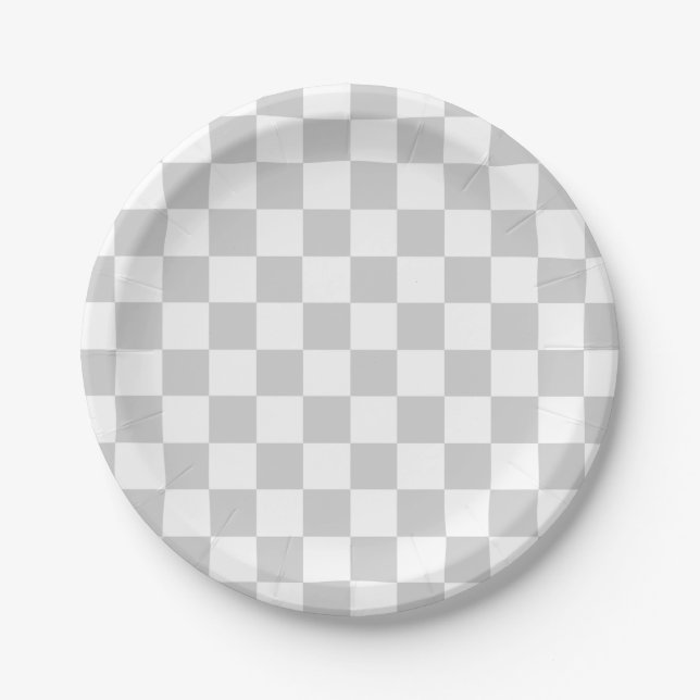 Chequered Silver and White Paper Plate (Front)