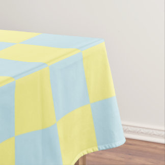 Chequered Soft Blue and Yellow Tablecloth