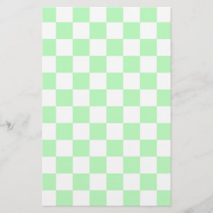 Chequered Soft Green and White Stationery