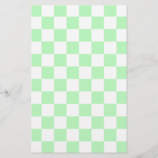 Chequered Soft Green and White Stationery (Front)