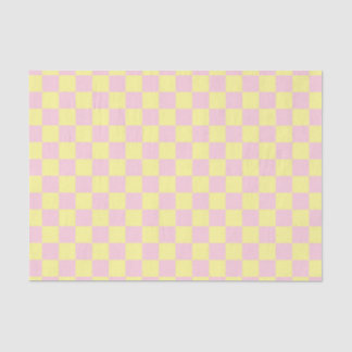 Chequered Soft Pink and Yellow Tissue Paper