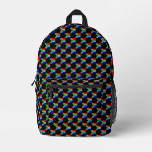 Chequered South Africa Flag Pattern Printed Backpack
