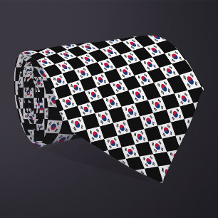 Chequered South Korea Flag Pattern Tie
