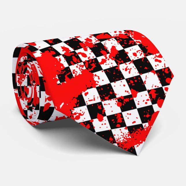 chequered splatz. tie (Rolled)