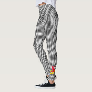 Chequered Sports Team Number School Initials Fun Leggings