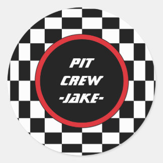 Chequered Square Classic Round Sticker