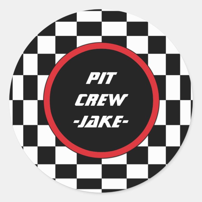 Chequered Square Classic Round Sticker (Front)