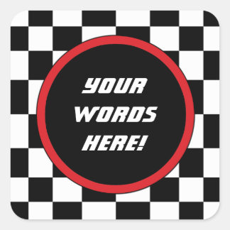 Chequered Square Custom Text Sticker