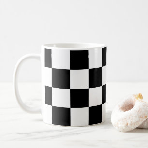 Chequered squares Black and White geometric retro Coffee Mug