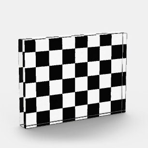 Chequered squares black and white geometric retro photo block