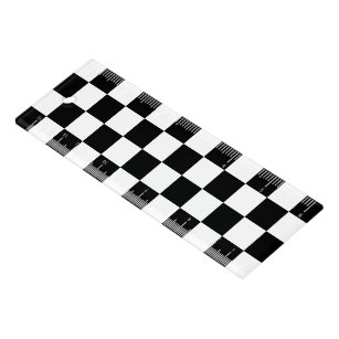 Chequered squares black and white geometric retro ruler