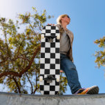 Chequered squares black and white geometric retro skateboard<br><div class="desc">Chequered squares black and white geometric retro pattern gift for anyone. Cool retro chequered geometric square pattern design. Vintage tile black and white modern chequered.</div>
