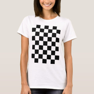 Chequered squares Black and White geometric retro T-Shirt