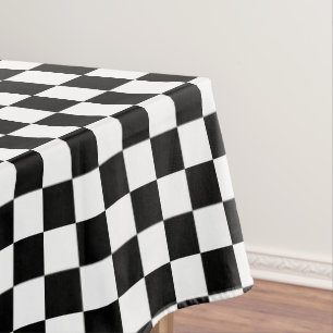 Chequered squares black and white geometric retro tablecloth
