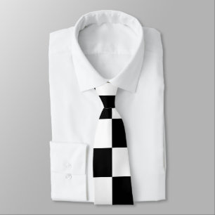 Chequered squares black and white geometric retro tie