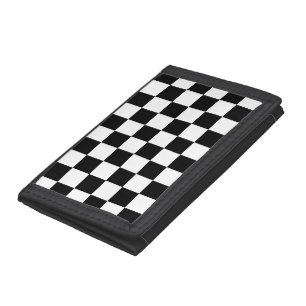 Chequered squares black and white geometric retro trifold wallet