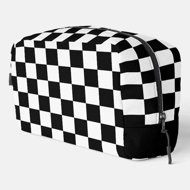 Chequered squares Black and White geometry pattern Dopp Kit (Right Corner)