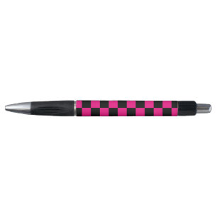 Chequered squares hot pink black geometric retro