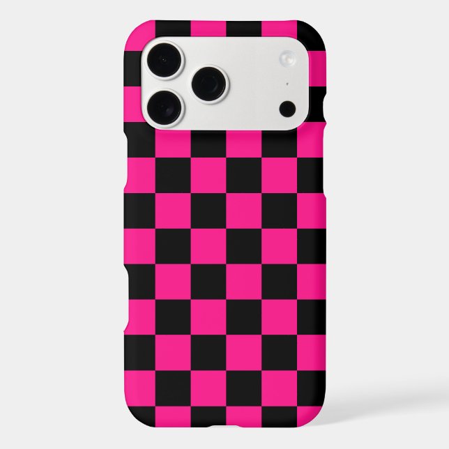 Chequered squares hot pink black geometric retro (Back)
