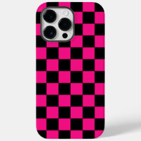 Chequered squares hot pink black geometric retro