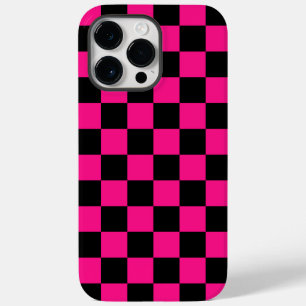 Chequered squares hot pink black geometric retro Case-Mate iPhone 14 pro max case