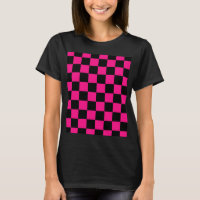 Chequered squares hot pink black geometric retro