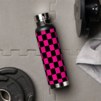 Chequered squares hot pink black geometric retro