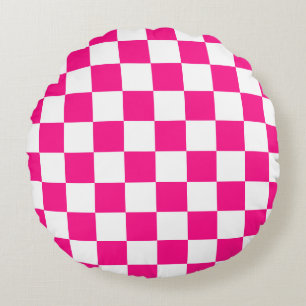 Chequered squares hot pink white geometric retro