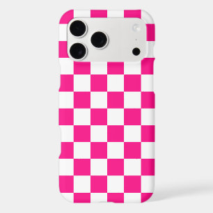 Chequered squares hot pink white geometric retro