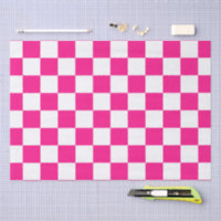 Chequered squares hot pink white geometric retro