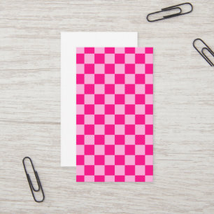 Chequered squares light hot pink geometric retro business card