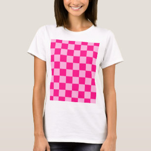 Chequered squares light hot pink geometric retro T-Shirt