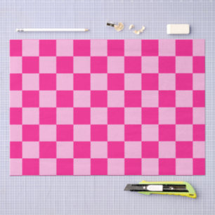 Chequered squares light hot pink geometric retro tissue paper