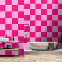 Chequered squares light hot pink geometric retro