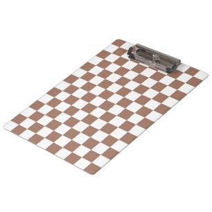 Chequered squares mocha brown white geometric retr clipboard