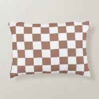 Chequered squares mocha brown white geometric retr