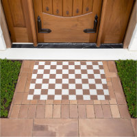 Chequered squares mocha brown white geometric retr