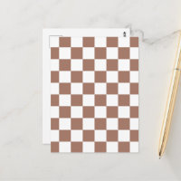Chequered squares mocha brown white geometric retr