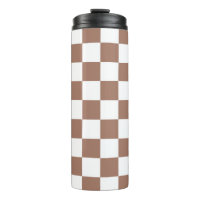 Chequered squares mocha brown white geometric retr
