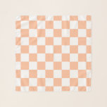 Chequered squares peach and white geometric retro scarf<br><div class="desc">Chequered squares peach orange white geometric retro pattern. Cool retro chequered geometric square pattern. Vintage tile white and peach light orange modern chequered.</div>