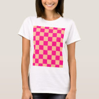 Chequered squares peach hot pink geometric retro