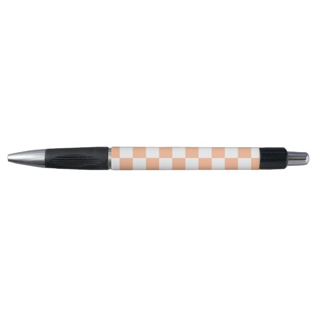 Chequered squares peach orange white geometric (Front)