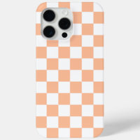 Chequered squares peach orange white geometric