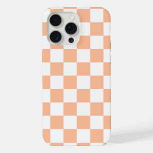 Chequered squares peach orange white geometric iPhone 15 pro max case