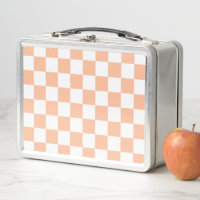Chequered squares peach orange white geometric