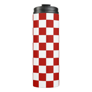 Chequered squares red white geometric retro thermal tumbler